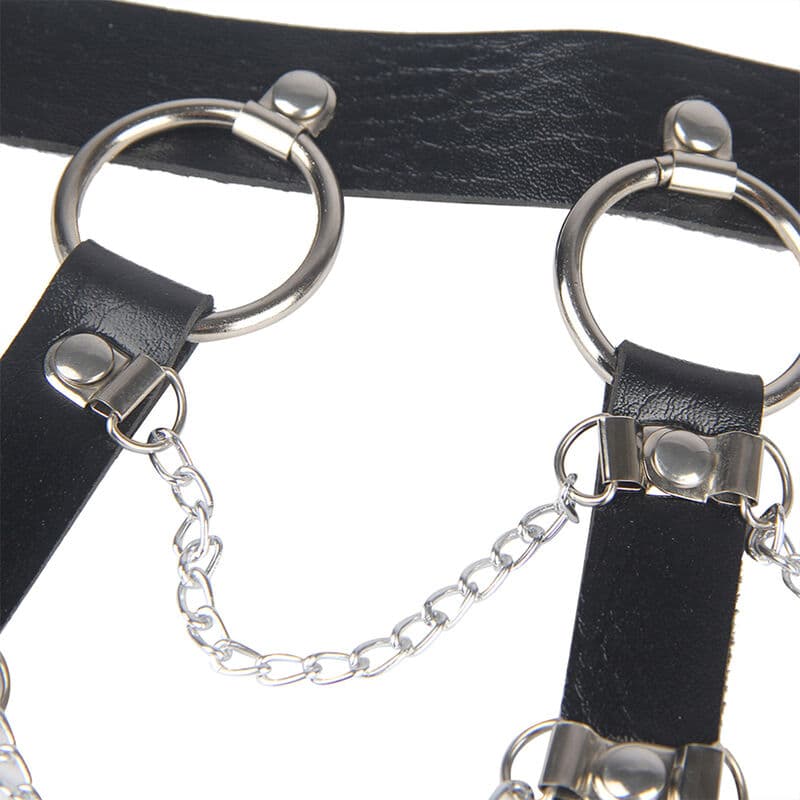 SUBBLIME - HARNAIS POITRINE CHAÎNE S EN CUIR NOIR TAILLE UNIQUE, photo 5