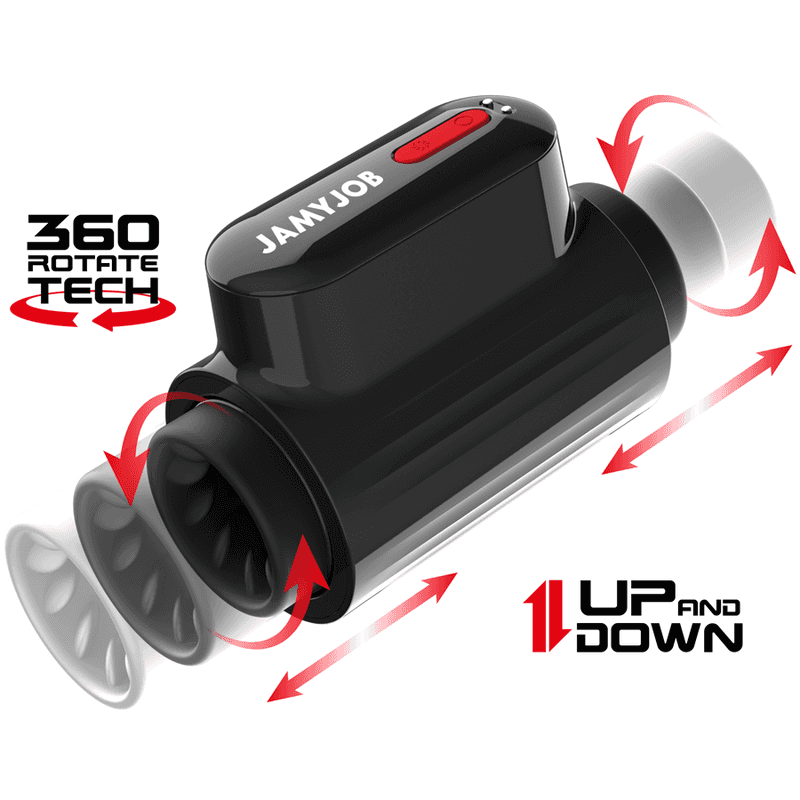 Jamyjob Masturbateur Vortex et Rotation Tech Turbo Mode - Noir et rouge
