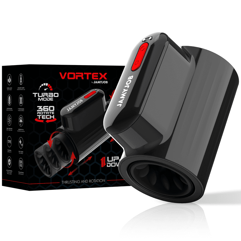 Jamyjob Masturbateur Vortex et Rotation Tech Turbo Mode - Noir et rouge, photo 2