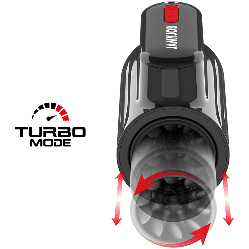 Jamyjob Masturbateur Vortex et Rotation Tech Turbo Mode - Noir et rouge, photo 4