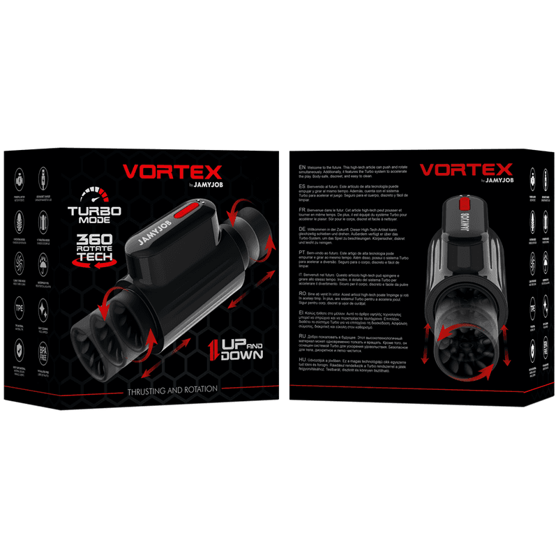 Jamyjob Masturbateur Vortex et Rotation Tech Turbo Mode - Noir et rouge, photo 7