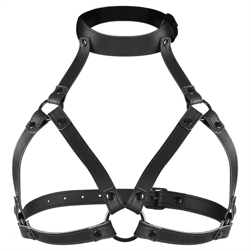 Fetish Submissive Harnais poitrine réglable en cuir végan - Noir, photo 5