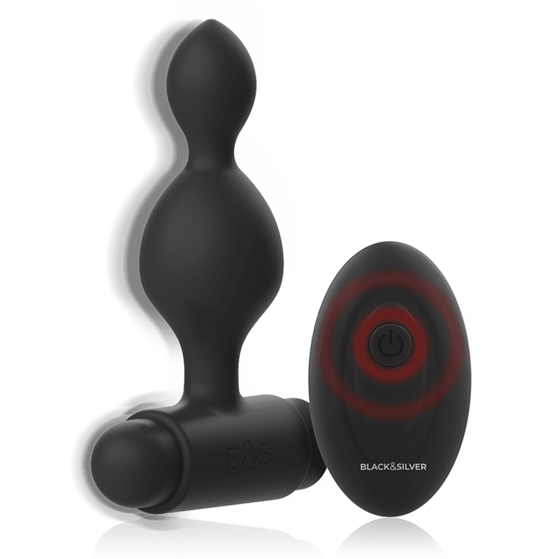 Black & Silver Tucker - Plug anal vibrant en silicone avec télécommande, Petit, Noir, photo 3