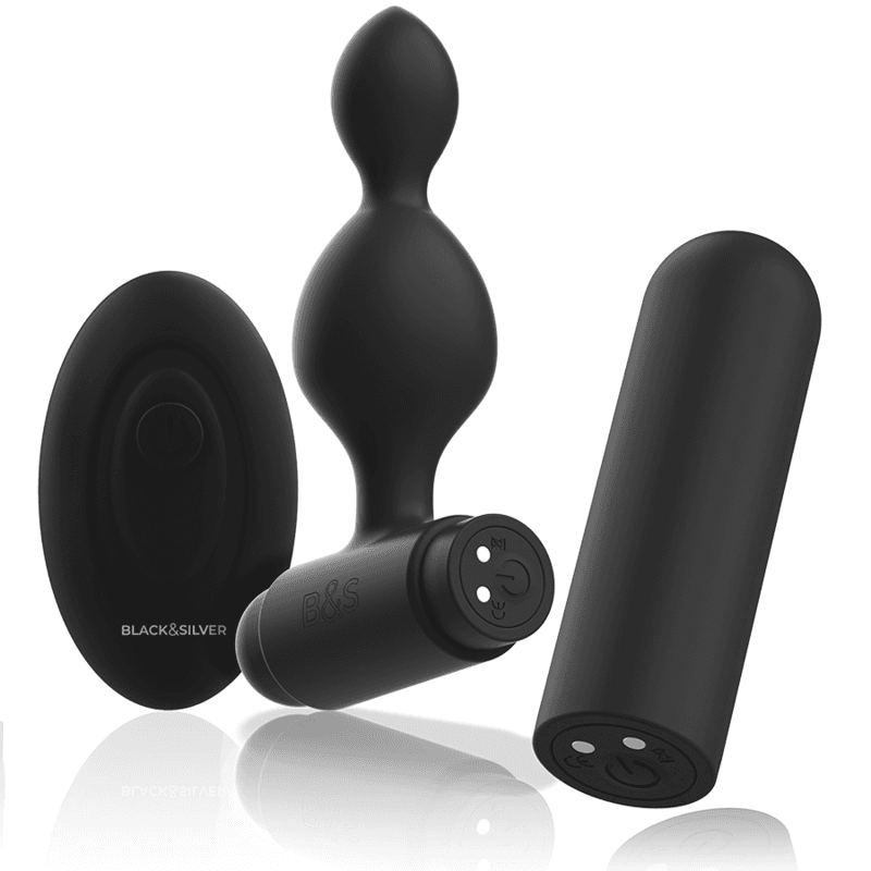 Black & Silver Tucker - Plug anal vibrant en silicone avec télécommande, Petit, Noir, photo 4