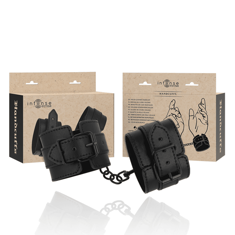 Intense Fetish Menottes en Cuir Végétalien Noir