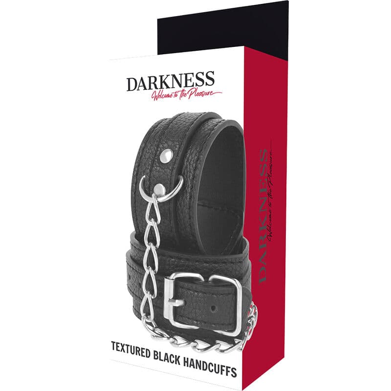 Darkness Menottes en cuir texturé noir, photo 5
