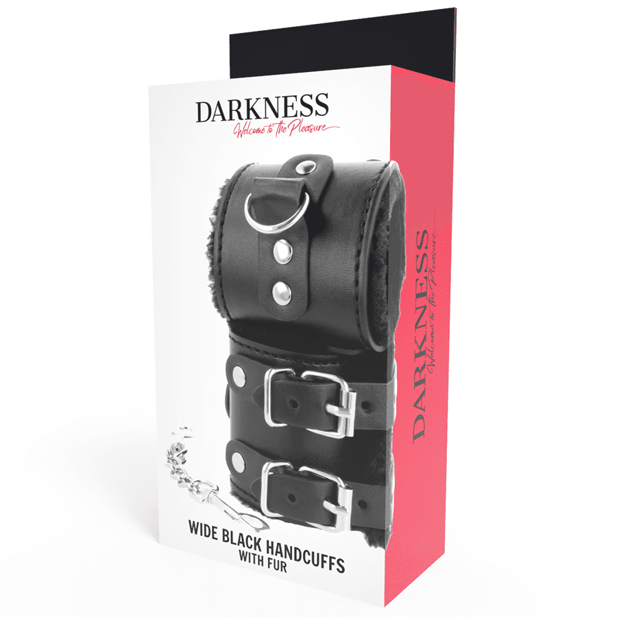 Darkness Menottes Ajustables en Cuir avec Doublure Fourrure - Noir, photo 6