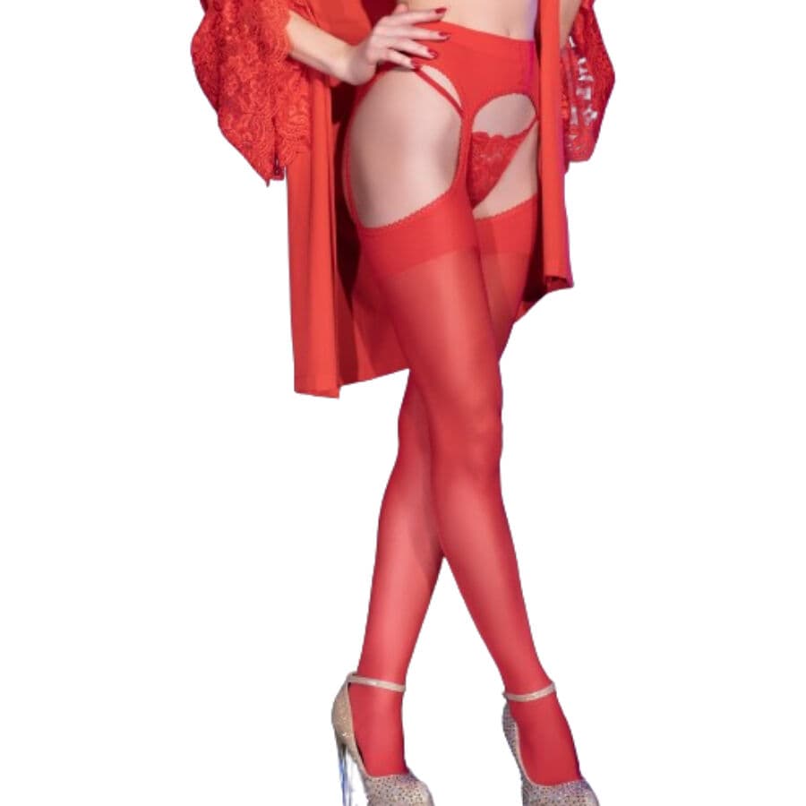 Chilirose Bas porte-jarretelles intégrés CR-4312 Rouge S/M, photo 2