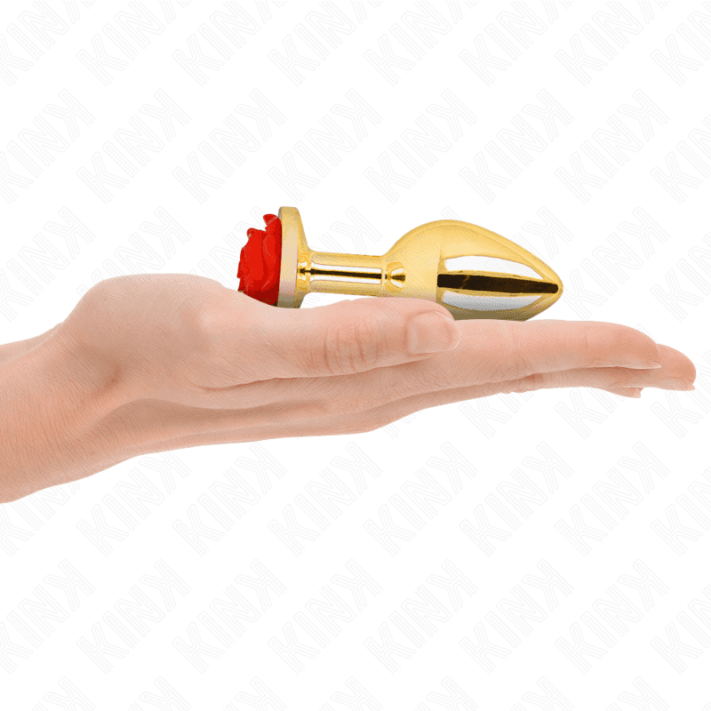 Kink Plug anal or rose avec rose rouge - Taille M