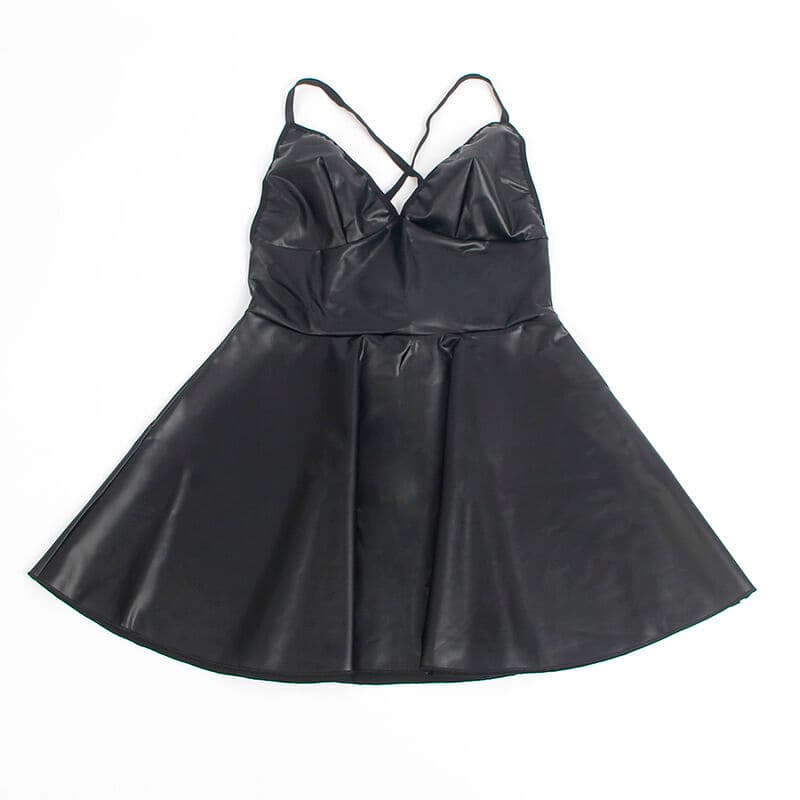 SUBBLIME - 955380 ROBE À BRETELLES EN CUIR NOIR L/XL, photo 7