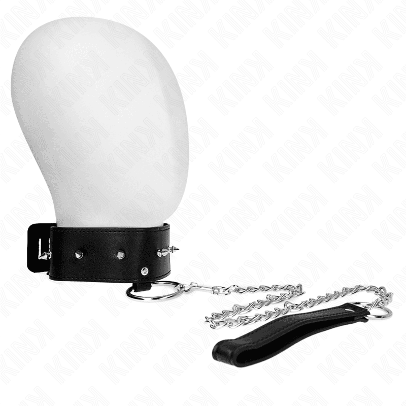 Kink Collier clouté argenté avec laisse Modèle 2 - Noir