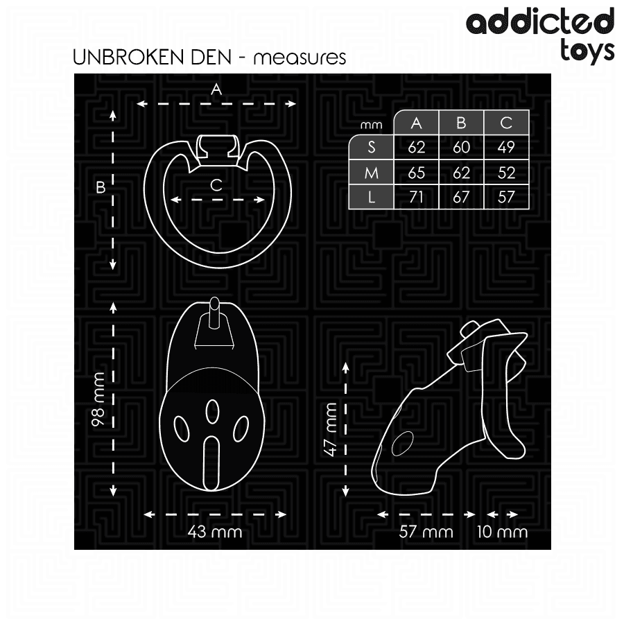 ADDICTED TOYS LOCKED - CAGE À PÉNIS UNBROKEN DEN 9,8 CM, photo 5