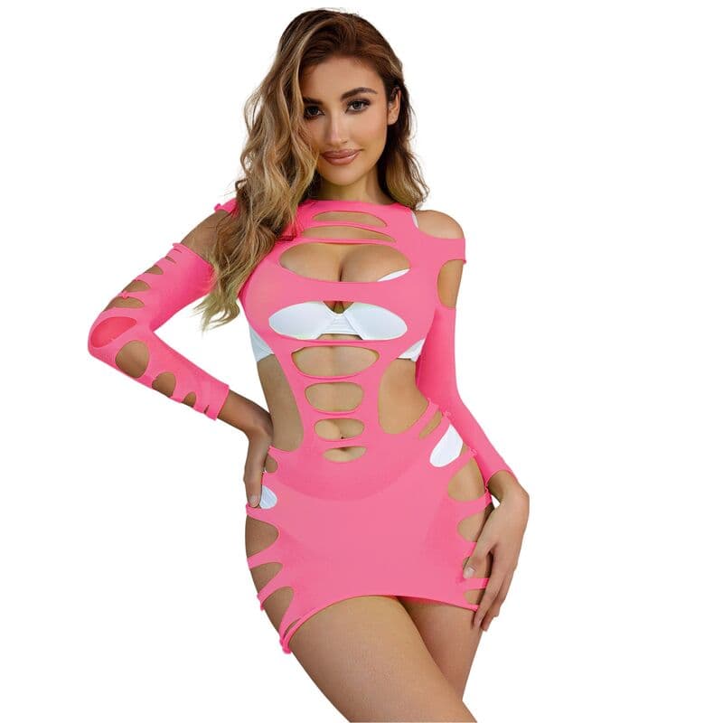 SUBBLIME - 952273 ROBE RÉSILLE ÉLASTIQUE MANCHES LONGUES ROSE TAILLE UNIQUE, photo 6