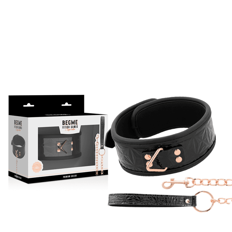 Begme Black Edition Premium - Collier en cuir vegan avec laisse, noir, photo 2