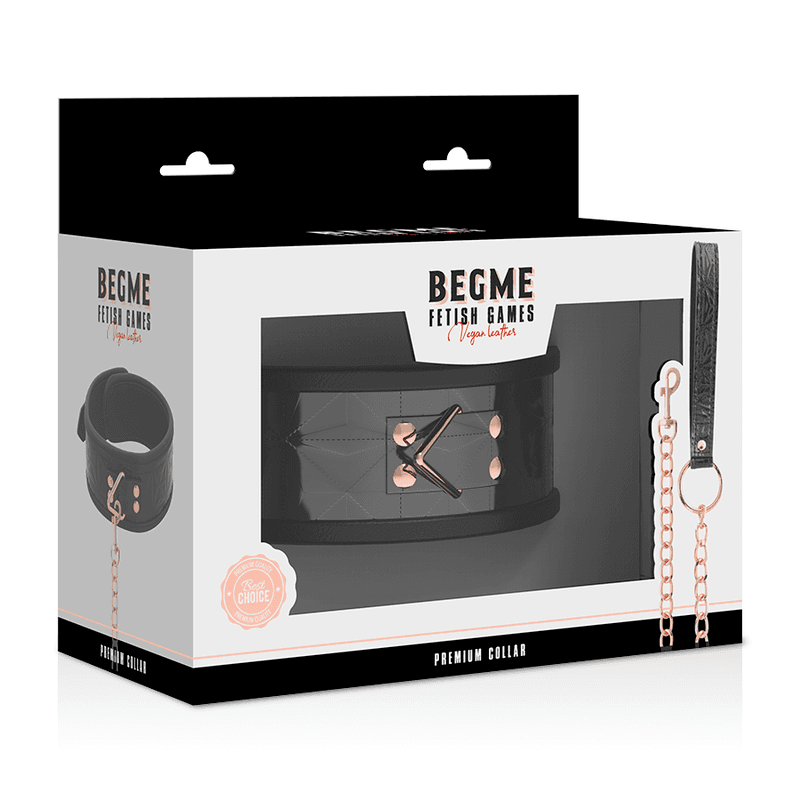 Begme Black Edition Premium - Collier en cuir vegan avec laisse, noir, photo 7