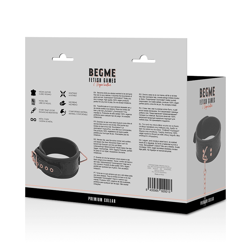Begme Black Edition Premium - Collier en cuir vegan avec laisse, noir, photo 8