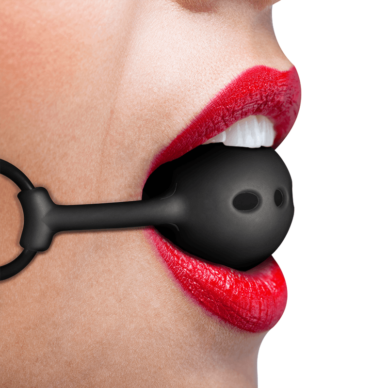 Fetish Submissive Bâillon à boule en silicone respirant - Noir, photo 4