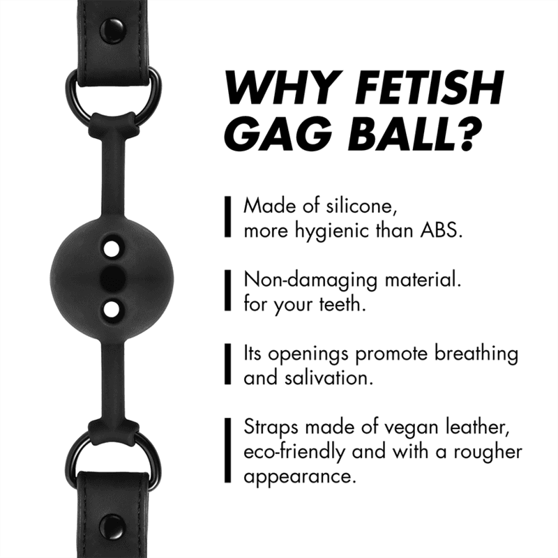 Fetish Submissive Bâillon à boule en silicone respirant - Noir, photo 7