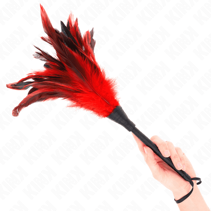 KINK Chatouilleur en plumes de poulet forme corne - Rouge 36 cm