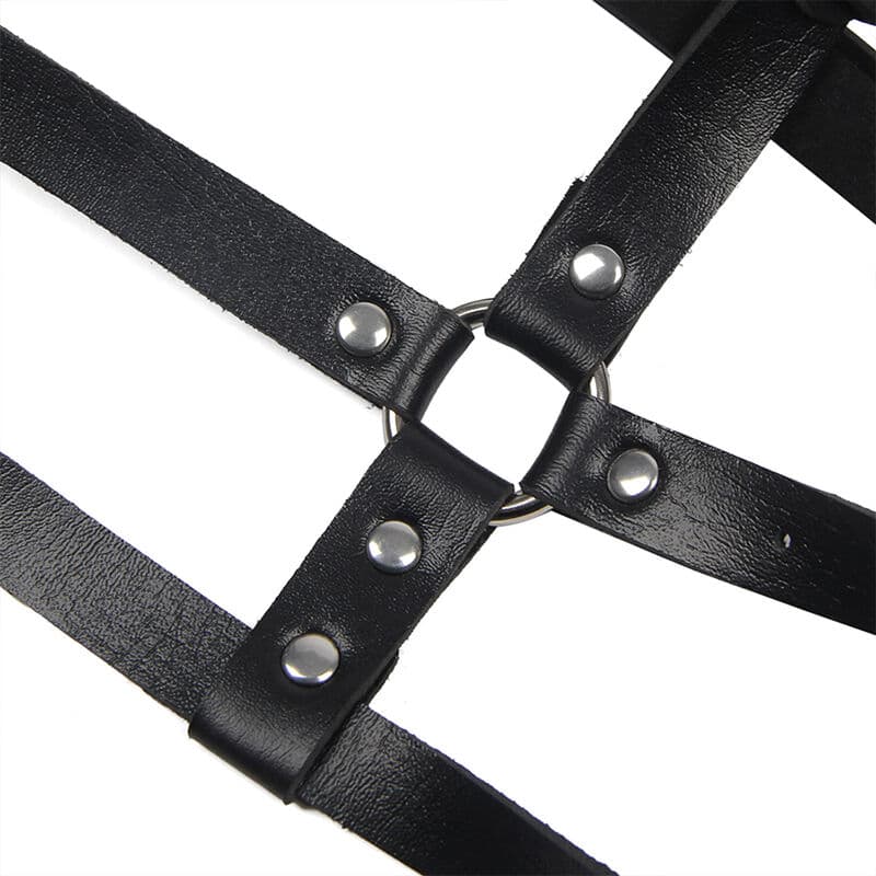 SUBBLIME - HARNAIS POITRINE ANNEAU CUIR NOIR TAILLE UNIQUE, photo 5