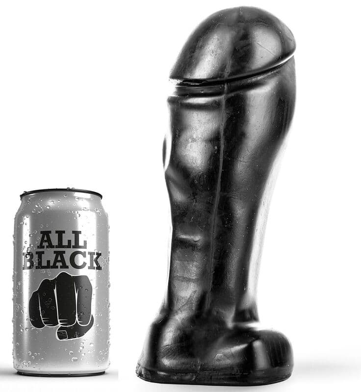 All Black - Gode réaliste à bout large 22 cm - Noir