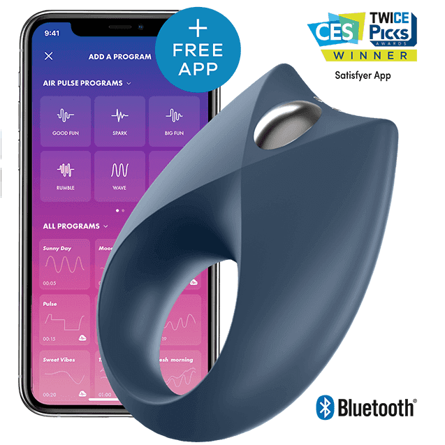 Satisfyer Royal One Anneau vibrant connecté - Bleu foncé
