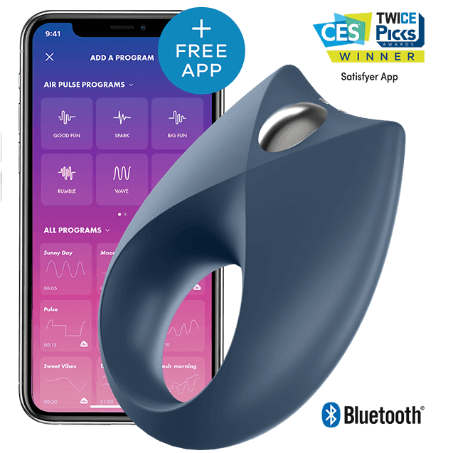 Satisfyer Royal One Anneau vibrant connecté - Bleu foncé