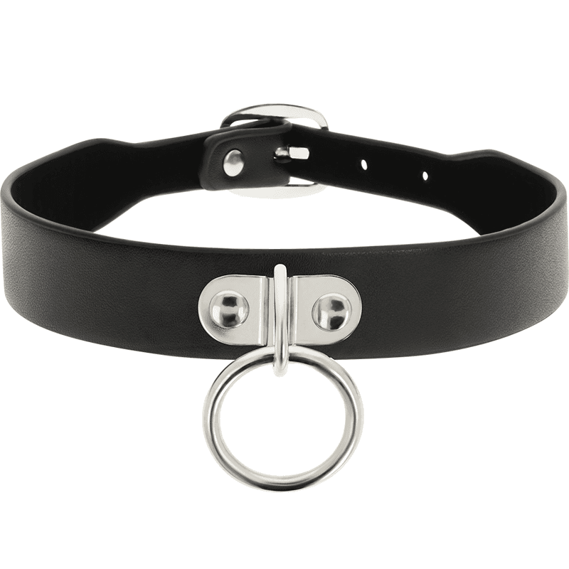 Coquette Chic Desire Collier en cuir vegan avec anneau - Noir, photo 3