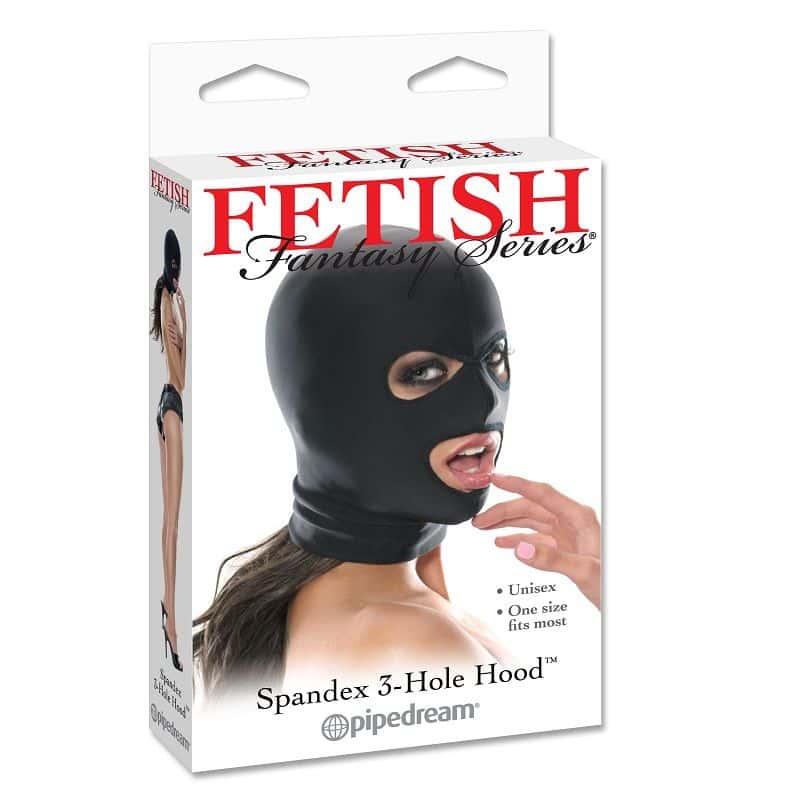 Fetish Fantasy Series Cagoule 3 trous en spandex noir