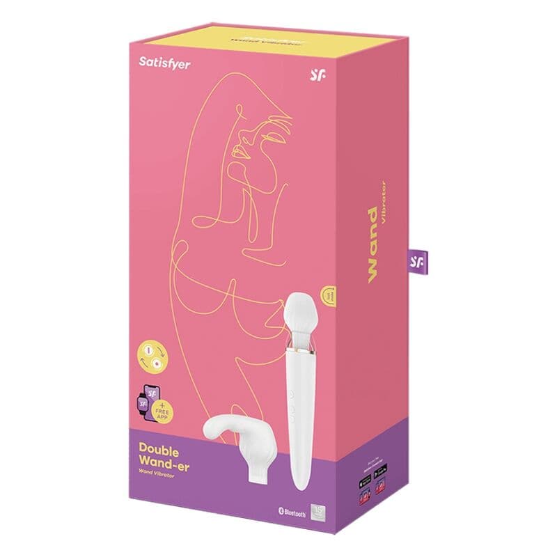 Satisfyer Double Wand-er Connect App - Masseur baguette blanc, photo 5
