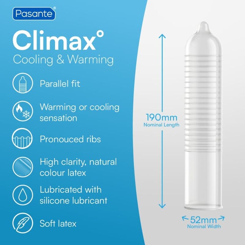 Pasante Préservatifs Climax nervurés effet chaud et effet frais - Boîte de 12, photo 4