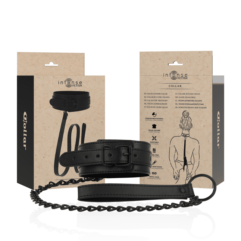Intense Fetish - Collier en cuir végan noir