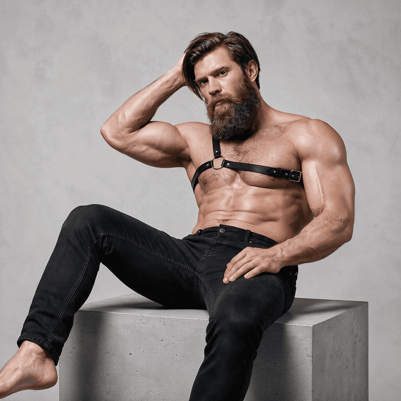 Fetish Submissive Attitude - Harnais pour homme en cuir écologique à épaules croisées, photo 4