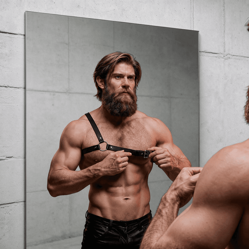 Fetish Submissive Attitude - Harnais pour homme en cuir écologique à épaules croisées, photo 5