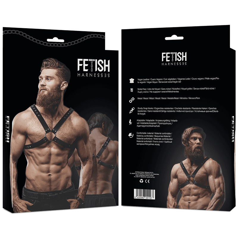 Fetish Submissive Attitude Harnais de poitrine croisé pour homme en cuir écologique, photo 6