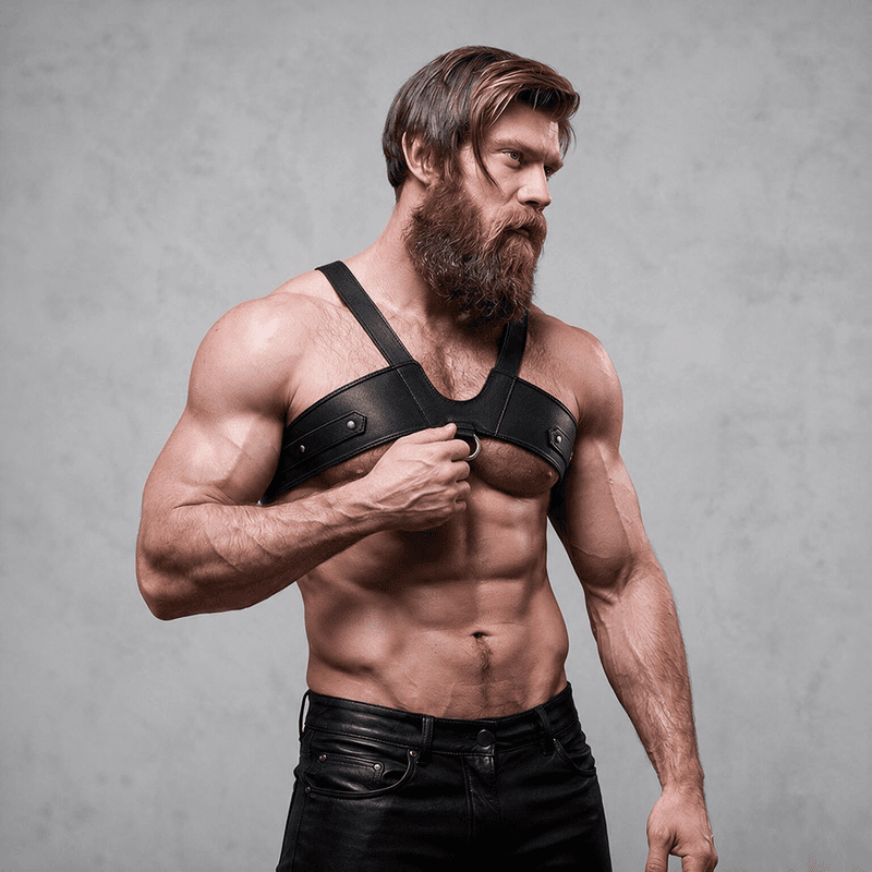 Fetish Submissive Attitude Harnais de poitrine pour homme Brigade en éco-cuir, photo 3