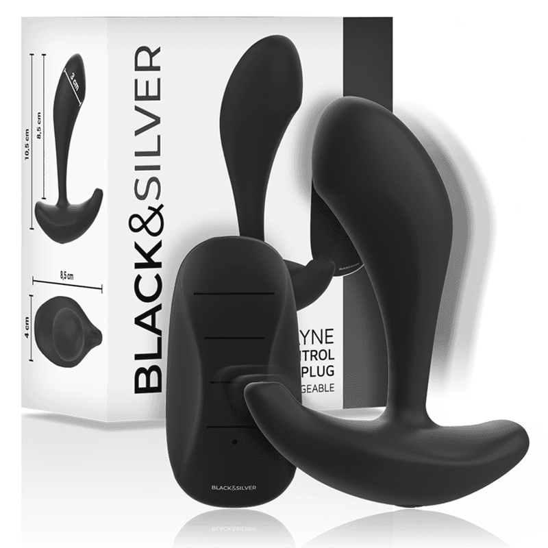 Black&Silver Dwayne Plug anal vibrant en silicone avec télécommande Noir