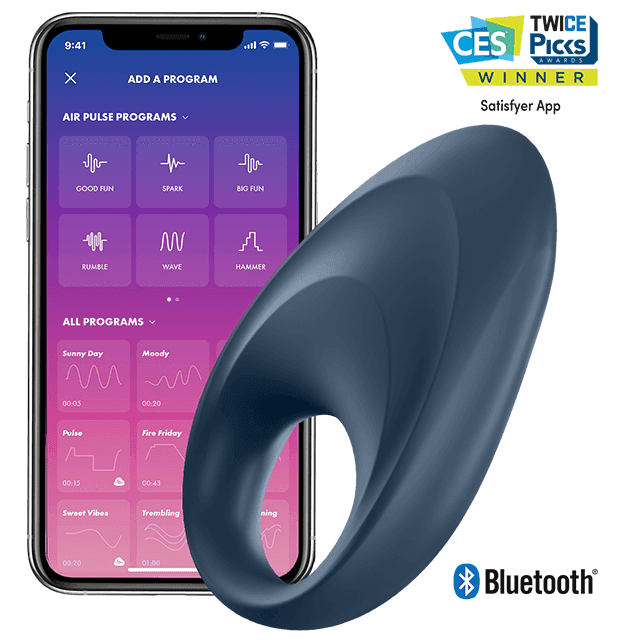 Satisfyer Mighty One - Anneau vibrant connecté bleu pétrole