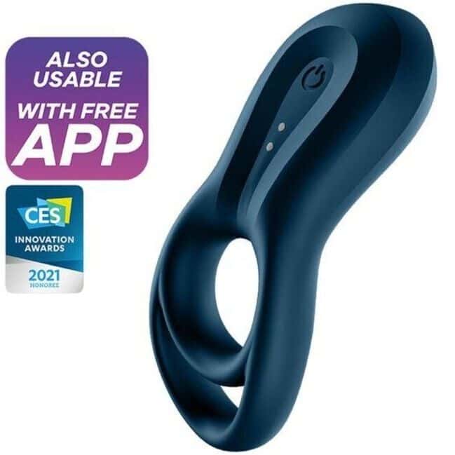 Satisfyer Epic Duo Connect App - Anneau vibrant double bleu