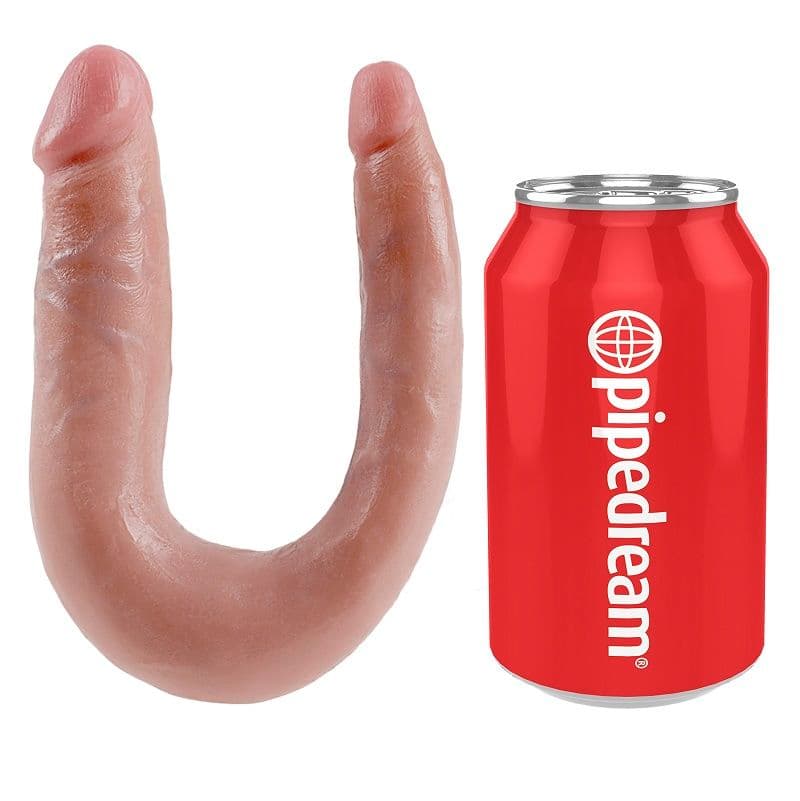 King Cock - Gode double pénétration en U 12,7 cm - Naturel