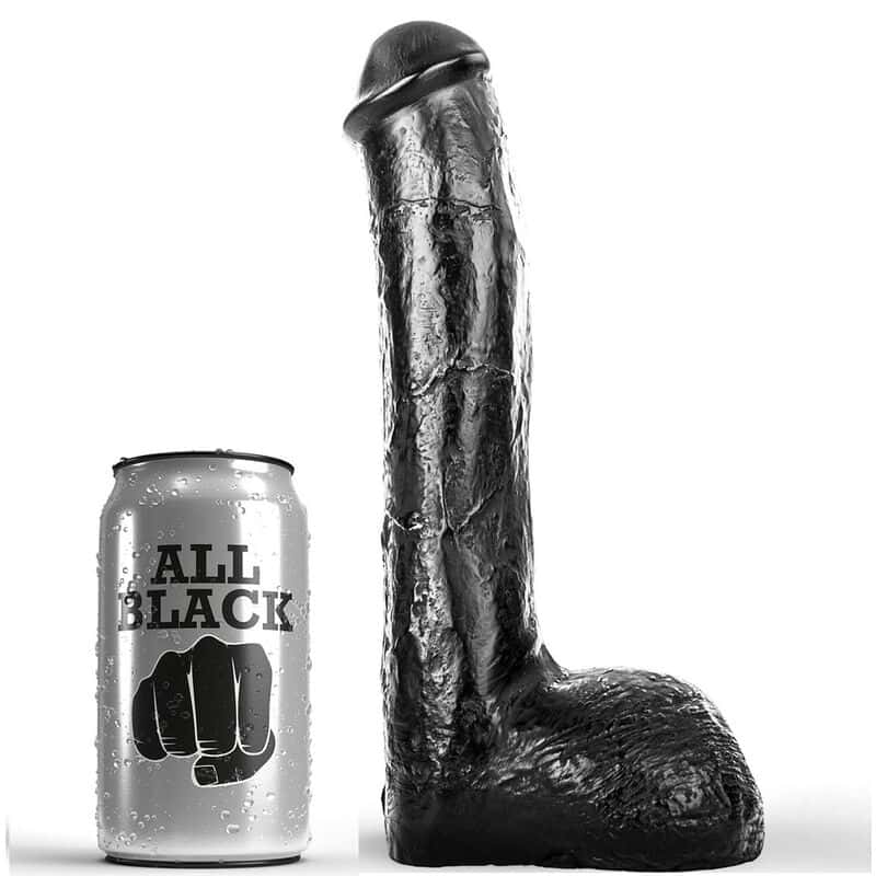All Black Josef Dildo réaliste 23 cm - Noir