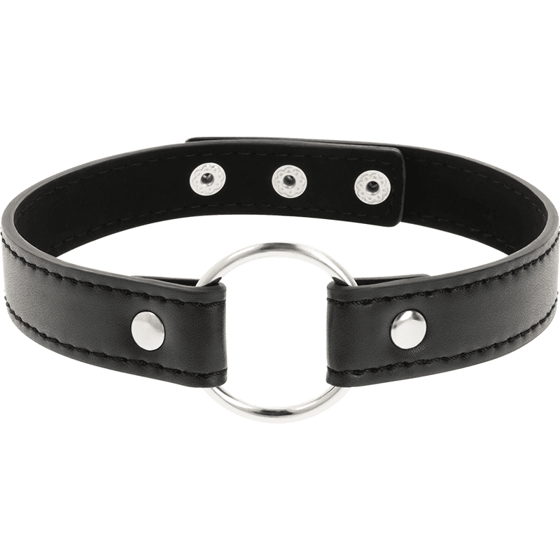 Coquette Chic Desire - Collier tour de cou en cuir vegan avec anneau - Noir, photo 3