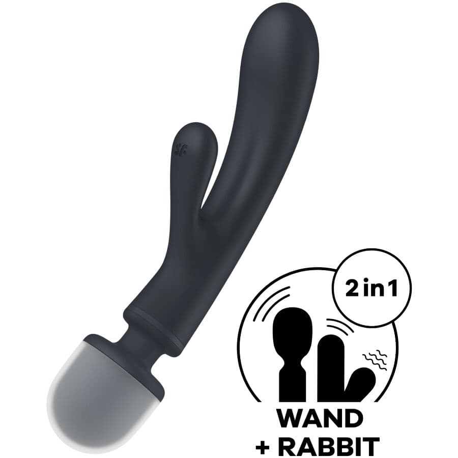 SATISFYER - MASSEUR VIBRATEUR LAPIN TRIPLE LOVER GRIS, photo 6