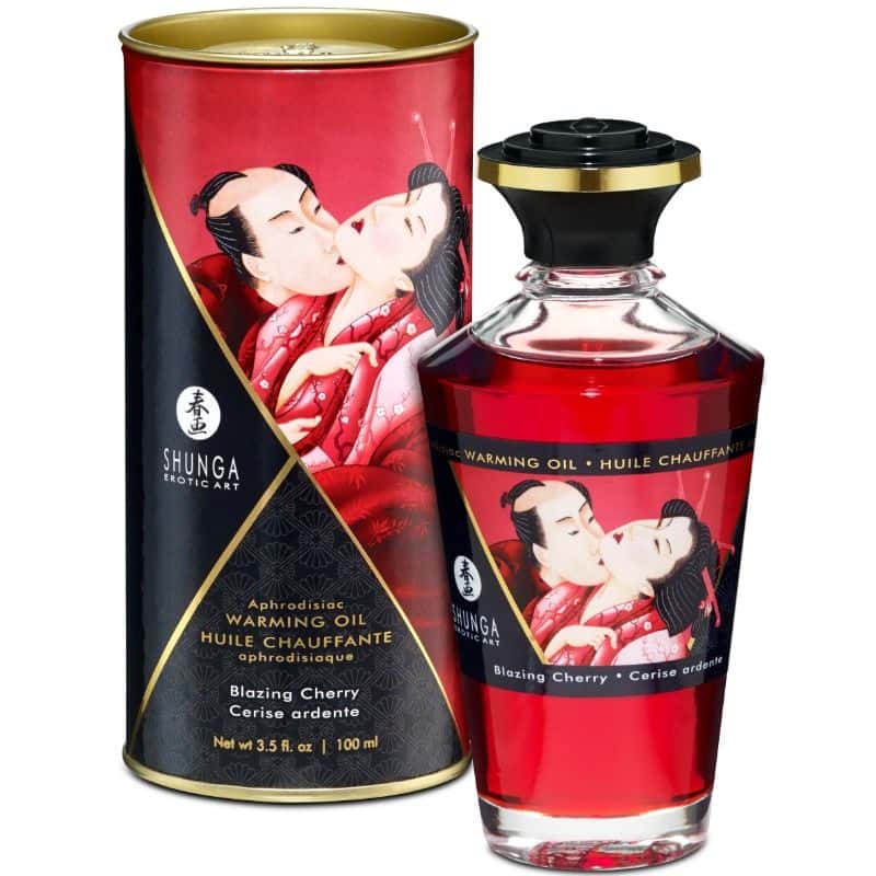 Shunga Huile de massage effet chaleur cerise - 100 ml