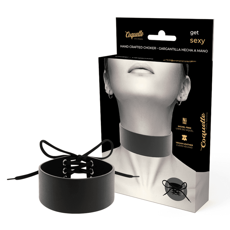 Coquette Chic Desire - Ras de cou bandeau en cuir végan noir