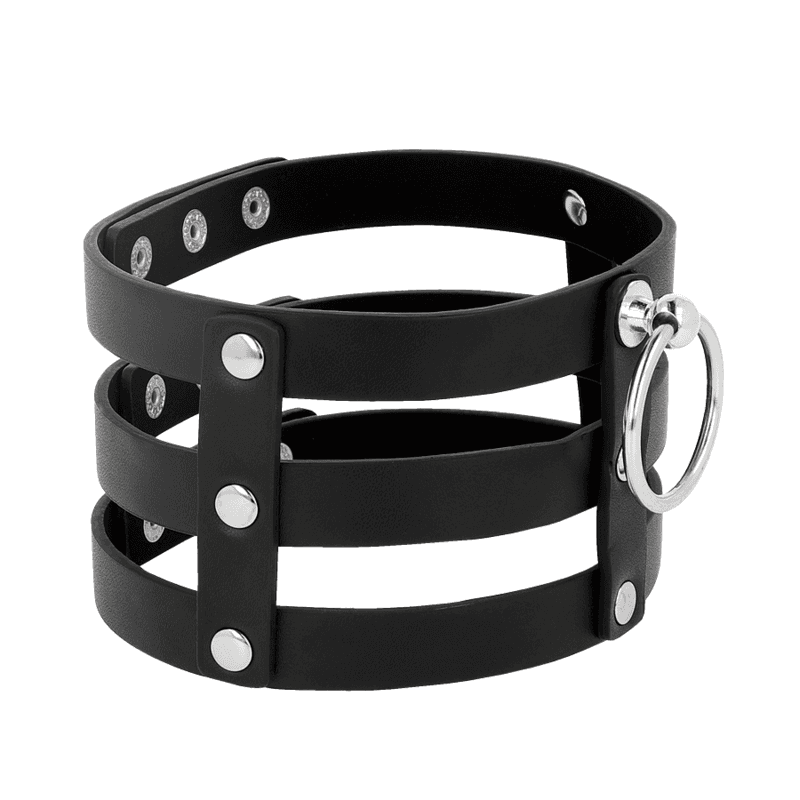 Coquette Chic Desire Collier ras-de-cou en cuir végan style fétiche noir, photo 3