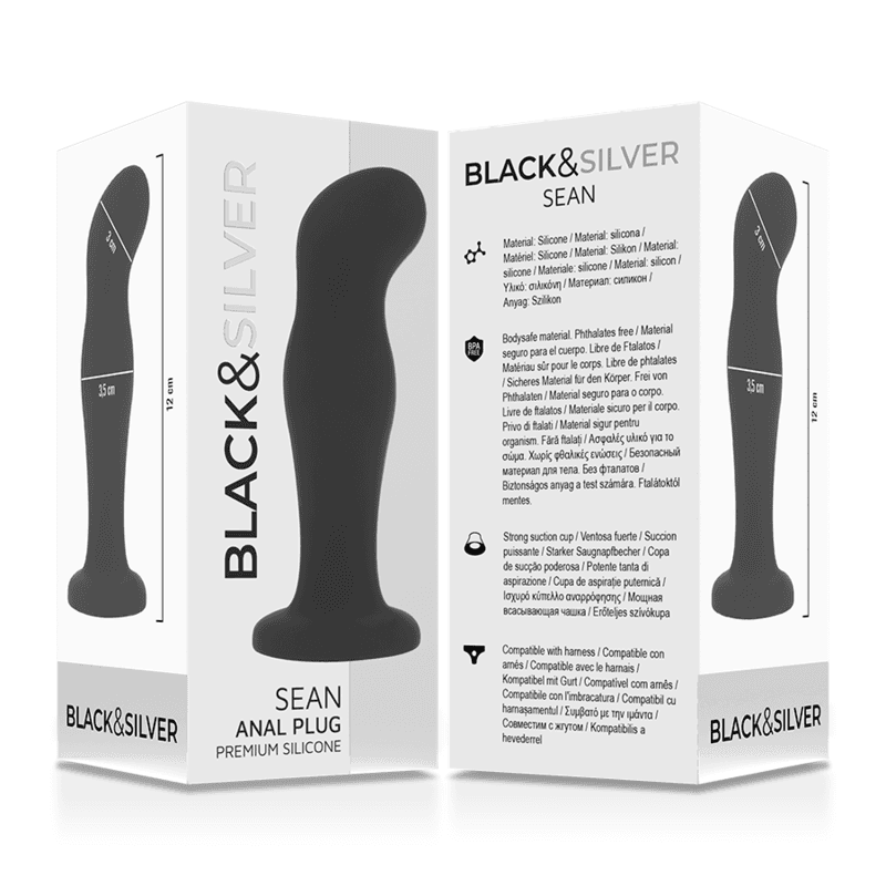 Black&Silver Sean Plug anal en silicone - Noir, photo 6
