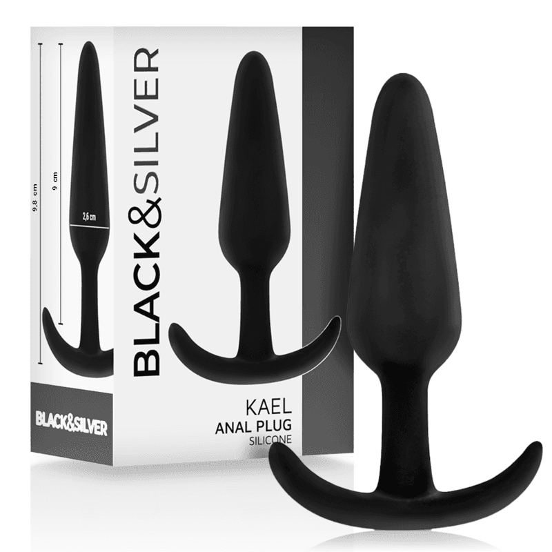 Black & Silver Plug anal en silicone Kael avec poignée taille M - Noir