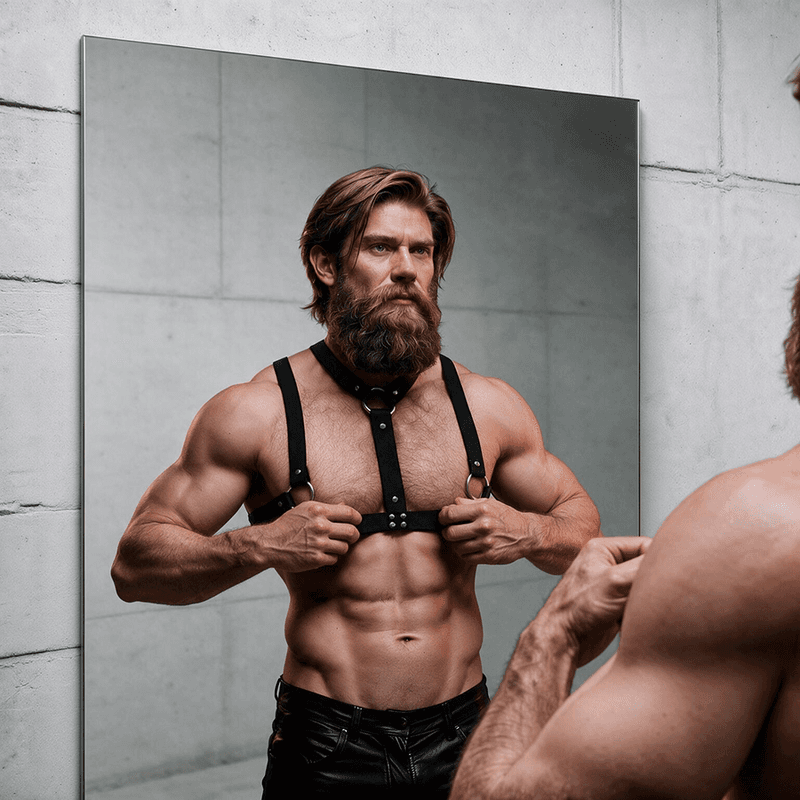 Fetish Submissive Attitude - Harnais de poitrine réglable en éco-cuir avec collier pour hommes, photo 5