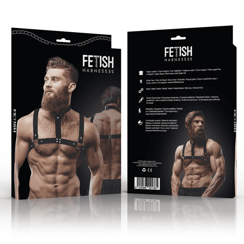 Fetish Submissive Attitude - Harnais de poitrine réglable en éco-cuir avec collier pour hommes, photo 6